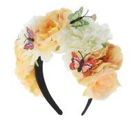 Gogogmee Retro Headband Butterfly and Flower Details for Halloween Costumes and Parties Featuring Yellow and Floral Accents for Women