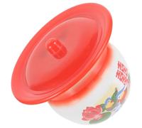 Gogogmee Retro Vintage Enamel ’s Urine Pot with Lid, Red Potty Training Chamber Pot for Night Use and Household Bathroom Storage