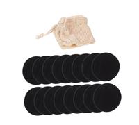 Gogogmee Reusable Bamboo Makeup Remover Pads 16pcs Black 3-layer Face Cleaning Pads Cotton Mesh Bag and Paper Box for Facial Cleansing and Makeup Removal