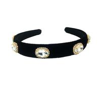 Gogogmee Rhinestone Studded Velour Hair Band Wedding Bridal Headband Elegant Hair Hoop for Women Fit Sweet Girly Style