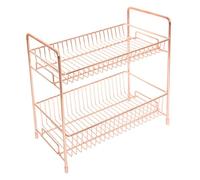 Gogogmee Rose Gold Iron Craft Double Cosmetics Storage Rack Compact Desktop Organizer for Sundries Practical Makeup Holder with Space-saving Design for Bedroom and Office