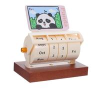 Gogogmee Rotary Perpetual Desk Calendar with Unique Panda Design Wooden Month Date Display for Home Office Classroom Manual Rotating Wheel for Easy Daily Date and Sustainable Management