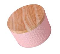 Gogogmee Round Pink Snack Box with Lid Decorative Iron Cookie Container for Bakery Candy Dessert Storage Packaging for Treats and Handmade Crafts Use Festive Storage