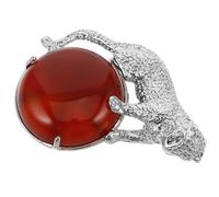 Gogogmee Round Red Agate Leopard Pendant Unisex Punk Style Crystal Stone Charm with Animal Design for Necklace Jewelry Making Accessories