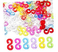 Gogogmee Rubber Band Bracelet Connectors Clips for Loom Bracelets DIY Crafting Accessories Transparent and Colored S Clips for Handcrafts Plastic Clasps for Creative Jewelry Making
