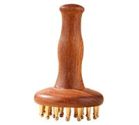 Gogogmee Sandalwood Brass Massage Comb Massage Tools Wooden Hair Comb Manual Hair Massager Scalp Point Massager Body Meridian Brush Light Brown