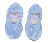 Gogogmee Satin Ballet Shoes for Women Flexible Soft Sole Gymnastics Flats with Slip Grip Comfortable Dance Slippers for Practice Recital and Performance Sky Blue