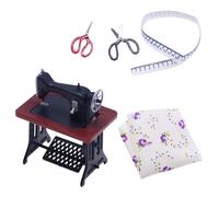 Gogogmee Scale Mini Sewing Machine Set Vintage Style Dollhouse Accessory for Miniature House Decoration Compact Practical and Stylish Design