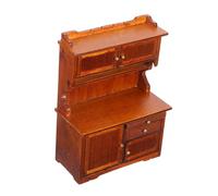 Gogogmee Scale Miniature Wooden Dollhouse Bookcase Retro Cabinet with Double Doors Sturdy DIY Furniture Model for Micro Landscape Decoration and Practical Storage