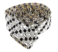 Gogogmee Self Adhesive Rhinestone Ribbon Roll Wide Black and White Square Gems Bling Trim for DIY Clothing Accessories Wedding Decorations Shoes Bags High Temperature Resistant Craft