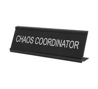 Gogogmee Shaped Aluminum Desk Name Plate Chaos Coordinator Sign for Office Home Desk Decor Easy Setup Clear Readable Text Versatile Plaque for Workplace Display