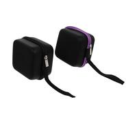 Gogogmee Shockproof Essential Oil Storage Pouches 2pcs 7-Compartment Portable Carrying Bags with Hanging Strap for 5ml Bottles Travel Use Black and Purple