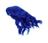 Gogogmee Short Curly Water Wave Halloween Wig with Bangs Synthetic Bob Hairpiece for Costume Ladies Lightweight Realistic Cosplay Full Headgear Stylish Blue Wavy Curls for Party Use