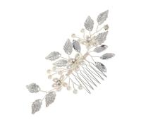 Gogogmee Silver Leaf Rhinestone Hair Comb Pearls Wedding Bridal Hair Accessories for Bride and Women