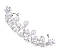 Gogogmee Silver Pearl Crown Headband Hair Accessory for Wedding and Party, Birthday Hair Decor, Imitation Pearl Bridal Hairband for Bridesmaids and Cosplay