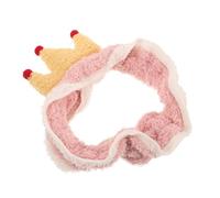 Gogogmee Soft Coral Fleece Facial Headband for Women Cute Plush Wide Hairband for Makeup and Face Washing Comfortable Skincare Spa Hair Band with Playful Crown Design Suitable for All Hair