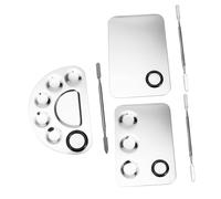 Gogogmee Stainless Steel Makeup Palettes Foundation Trays 3 Sets Mixing Boards for Nail Art and Cosmetic Use Professional Mixing Pallets for Beauty Artists and Manicure Kits