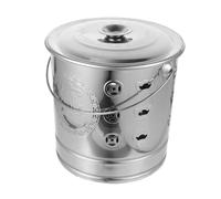 Gogogmee Stainless Steel Paper Burning Bucket with Vent Heat-resistant Incinerator Barrel for Safe Home Use Sacrifices Bin for and Money Offerings Small Thickened Silver Design