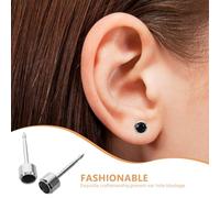 Gogogmee Sterling Silver Ear Studs for Pierced Ears 1 Pair Hypoallergenic Cubic Zirconia Black Crystal Earrings for Sensitive Skin