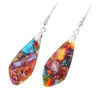 Gogogmee Stone Earrings for Women Teardrop Bohemian Lightweight 1 Pair Beaded Drop Dangle for Festival Wear