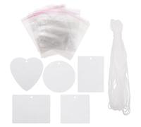 Gogogmee Sublimation Felt Freshener Sheets 30pcs with Elastic Hanging Strings and 30 Storage Bags, Car Aromatherapy Blank DIY Freshener and Home Use