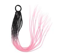 Gogogmee Synthetic Ombre Crochet Braid Hair Extension Delicate Three-strand Faux Dreadlock Ponytail in Black and Pink Lightweight Decorative Hairpiece for Party and Daily Wear