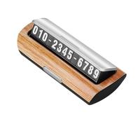 Gogogmee Temporary Parking Card Luminous Car Telephone Plate Wood Grain Design for Vehicle Interior Decor, Hidden Number Display for Parking and Move Requests