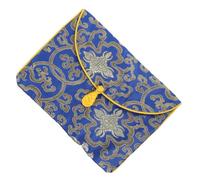 Gogogmee Thickened Chinese Silk Scripture Storage Pouch with Delicate Knots Temple Storage Bag for Buddhist Sutras Blue Silk Wrap Organizer for Classic Texts