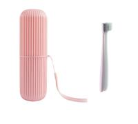 Gogogmee Toothbrush Holder Storage Box Portable Plastic Travel Container for Home and Travel Use with Multi-Purpose Design and Creative Style Pink