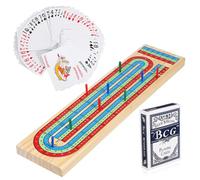 Gogogmee Traditional Wooden Cribbage Board Game Portable Foldable Scoring Board with Cards Compact Travel Tabletop Game for Family and Friends Gathering