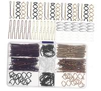 Gogogmee U-Shaped Bobby Pins Kit 356pcs Hair Styling Tools for Women and Girls Mini Hair Bands for Updos Black and Light Brown