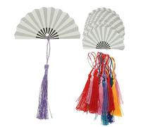 Gogogmee Unfinished Paper Fan Bookmarks with Tassels DIY Blank Paper Card Tags for Students Readers Custom Hand Painted Page Markers and Decorative Crafts