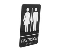 Gogogmee Unisex Restroom Sign with Braille Self-adhesive Acrylic Bathroom Door Signage for Office Business Home Restaurant Entrance Clear Identification