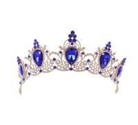 Gogogmee Vintage Baroque Rhinestone Tiara Crown Headband in Royal Blue, Princess Hair Accessory for Women, Suitable for Prom, Wedding, Bridal, and Cosplay Events