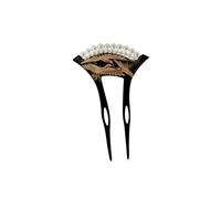 Gogogmee Vintage Black U-Shaped Hair Fork with Pearl Crane Ornament, Simple Bun Hairpin for Women Bridal Hair Accessories, Traditional Chinese Style Wedding Headdress