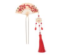 Gogogmee Vintage Chinese Enamel Flower Tassel Hairpin Metal Hair Chopsticks for Wedding Party Hanfu Cosplay Elegant Updo Accessory with Flowing Tassel for All Hair Types
