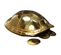 Gogogmee Vintage Chinese Feng Shui Turtle Shell Divination with Copper Coins Interactive Fortune-telling Game Prop for Home Decoration and Rituals Wear-resistant Desktop Ornament