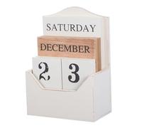 Gogogmee Vintage Solid Wood Perpetual Block Calendar for Desk and Table Manual Date Display with Retro Design Compact and Decorative Calendar for Home and Office Use