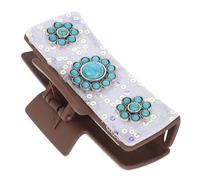 Gogogmee Vintage Western Hair Claw Clip for Thick Hair Stylish Silver Alloy with Turquoise and Lace Detailing for Women Easy Styling Tool for Elegant Looks
