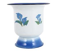 Gogogmee Vintage White Enamel Spittoon Chamber Pot Practical Potty for Elderly Patients High Foot Portable Traditional Chinese Design