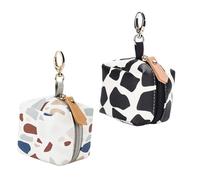 Gogogmee Waterproof Pacifier Case Set 2pcs for Baby Pacifier Holders with Hang Loop, Pu Material, Stone Texture and Colorful Stone Patterns, Suitable for Diaper Bag Organization