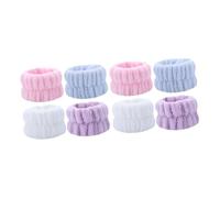 Gogogmee Waterproof Wrist Bands for Washing Face 8pcs Set Absorbent Towel Fabric in White, Pink, Blue, and Purple for Spa Skincare and Household Use