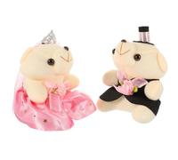 Gogogmee Wedding Bear Couple Plush Dolls Set, Pink Crowned Bride and Groom Stuffed Bears for Valentine’s Day and Wedding Decorations, Adorable Lovers Soft Pair for Festival and Home Display