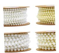 Gogogmee White Plastic Simulation Pearl String Beads Chain Garland Roll for Wedding Decoration DIY Jewelry Bracelet Accessories Craft Projects