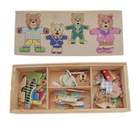 Gogogmee Wooden Animal Puzzle Jigsaw for Kids Educational Change Clothing Bear Toy Early Learning Puzzle for Toddlers and Children