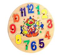 Gogogmee Wooden Clock Blocks Educational for Learning Color Shapes Cognitive Development Building for Preschool Montessori Teaching Aid
