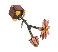 Gogogmee Wooden Daisy Flower Puzzle Kit DIY Jigsaw Building Blocks with Vase Safe Non-toxic Craft Model for Family Fun and Artistic Home Decor Versatile Floral Decoration for Office Bedroom