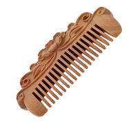 Gogogmee Wooden Hair Comb for Women Mini Portable Solid Wood Massage Comb with Smooth Teeth Relief Pattern Embossed Peony Design Natural Material Gift