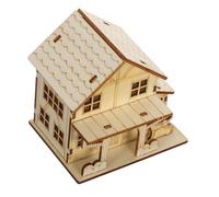Gogogmee Wooden House Model Kit with LED Lights DIY Rustic Log Cabin Puzzle for Home Decor Educational Stem for Adults Complete Assembly with Glue Included