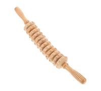 Gogogmee Wooden Massage Roller with Wheels Natural Wood Muscle Rolling Stick for Deep Tissue Relief Waist Thigh Body Muscle Unisex Massage Tool